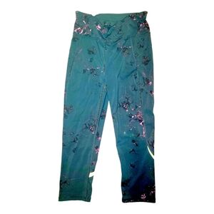 Sweaty Beaty Green Floral Zero Gravity 7/8 Leggings S Workout Yoga Athletic